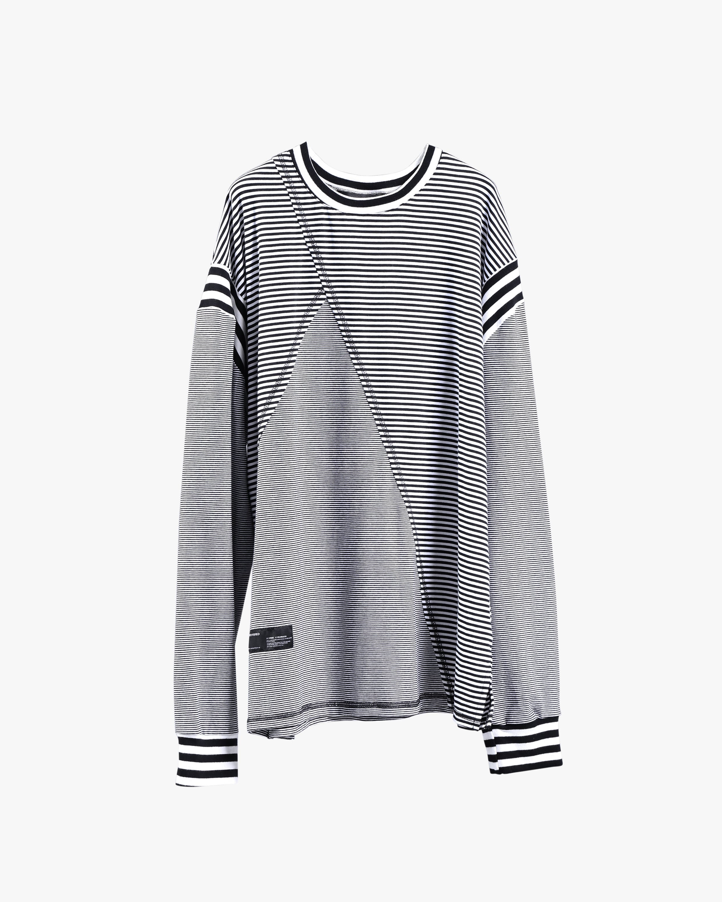 Deconstructed Striped Oversized Long Sleeve T-shirt