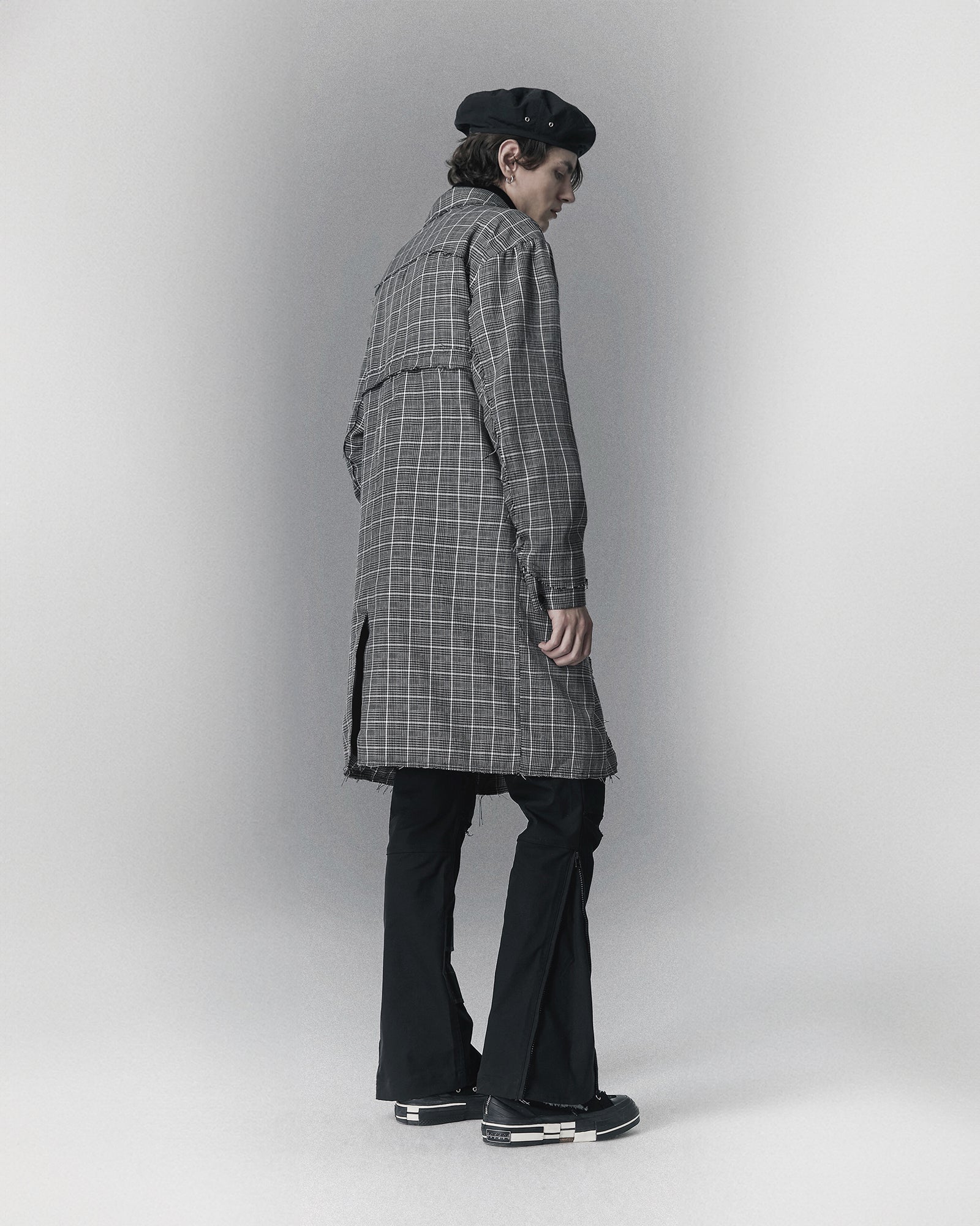 Combination Transforming Plaid Long Coat