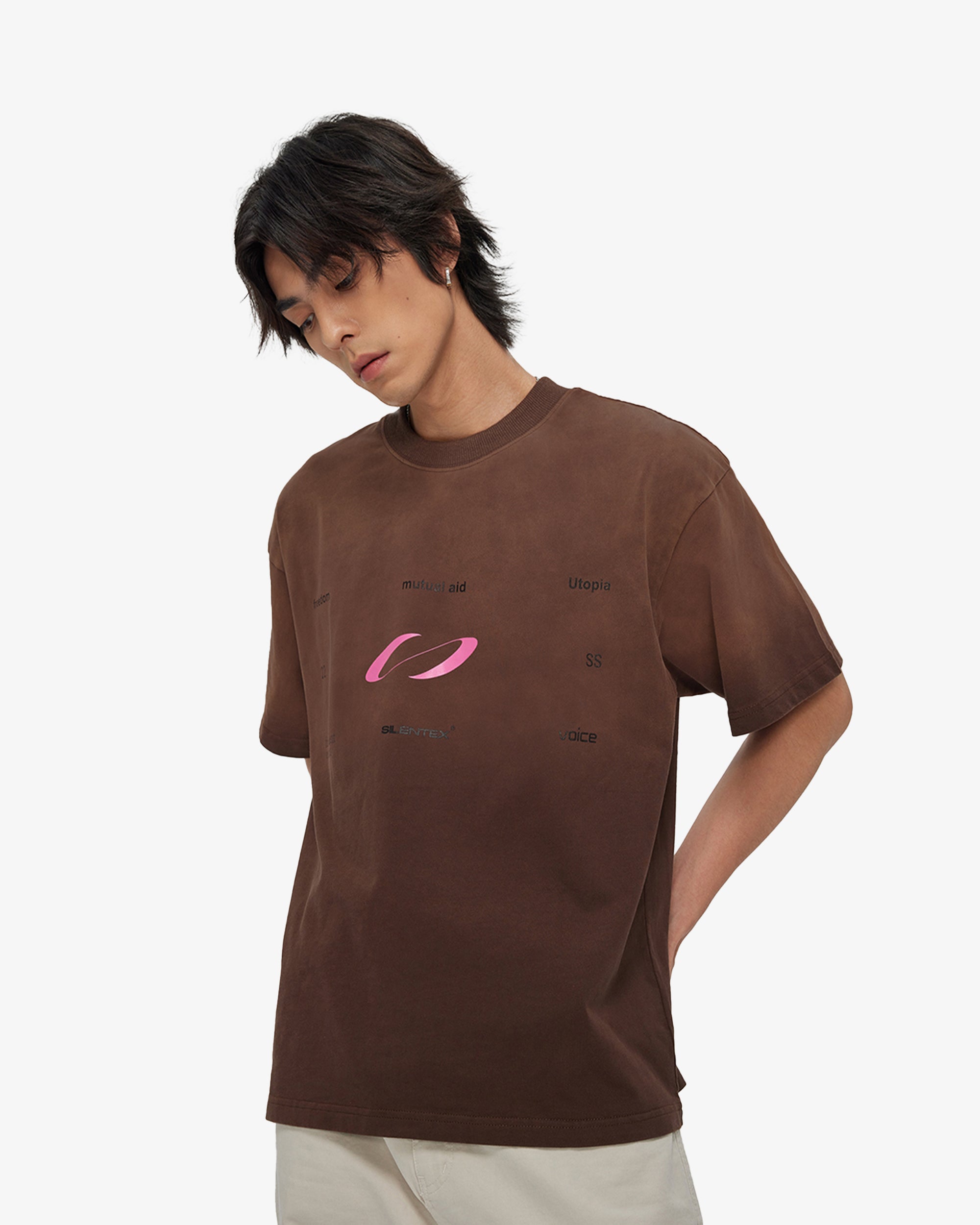 Gradient Washed Printed Oversized T-shirt