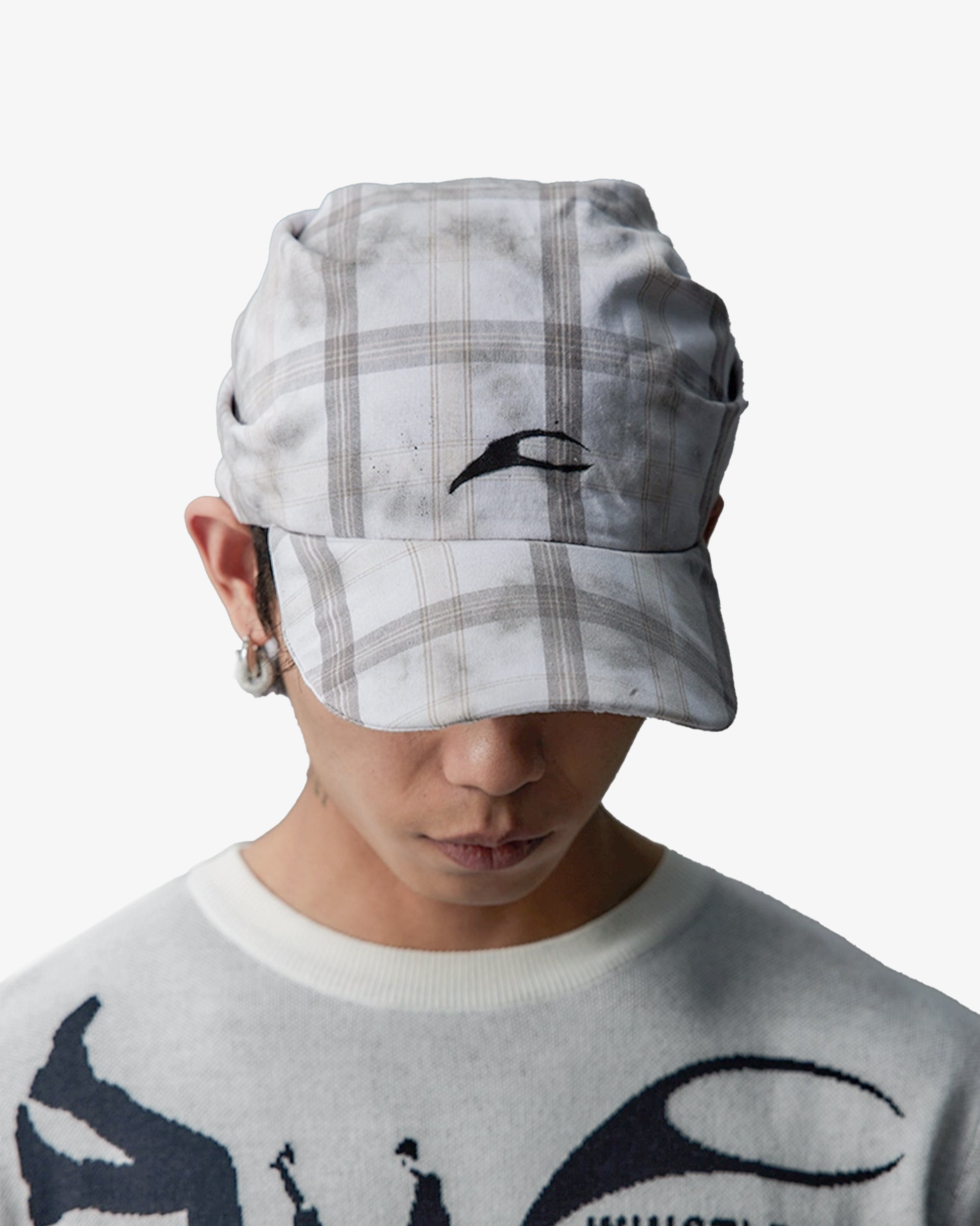 Plaid Distressed Bandana Tie-Back Cap Hat