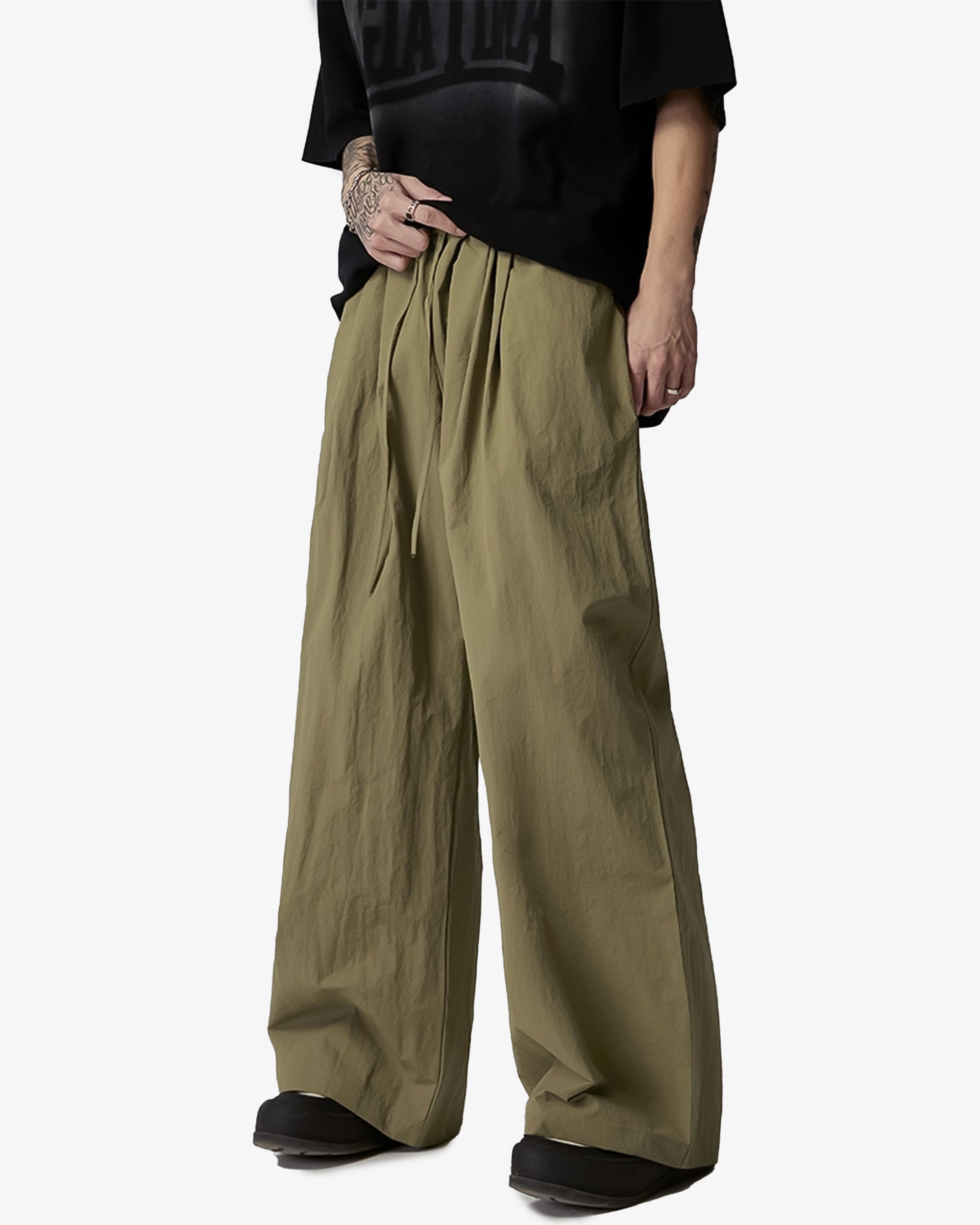 Lightweight Parachute Straight Fit Casual Wide Pants