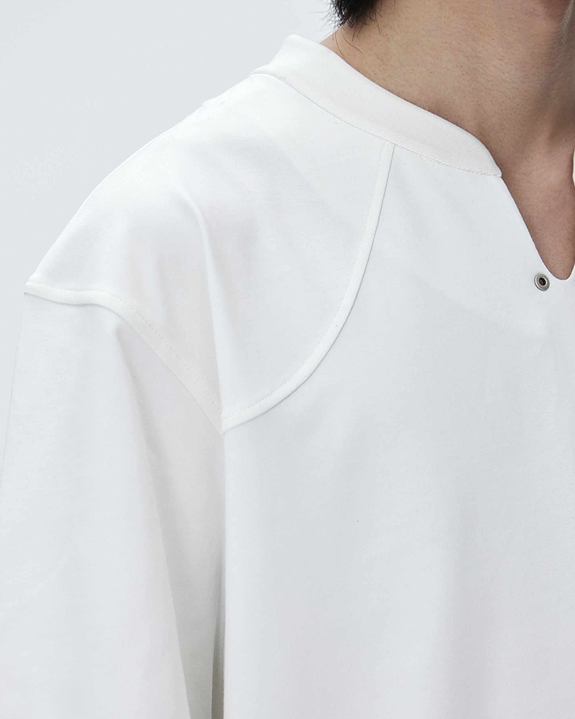 V-Neck Open Collarless T-Shirt