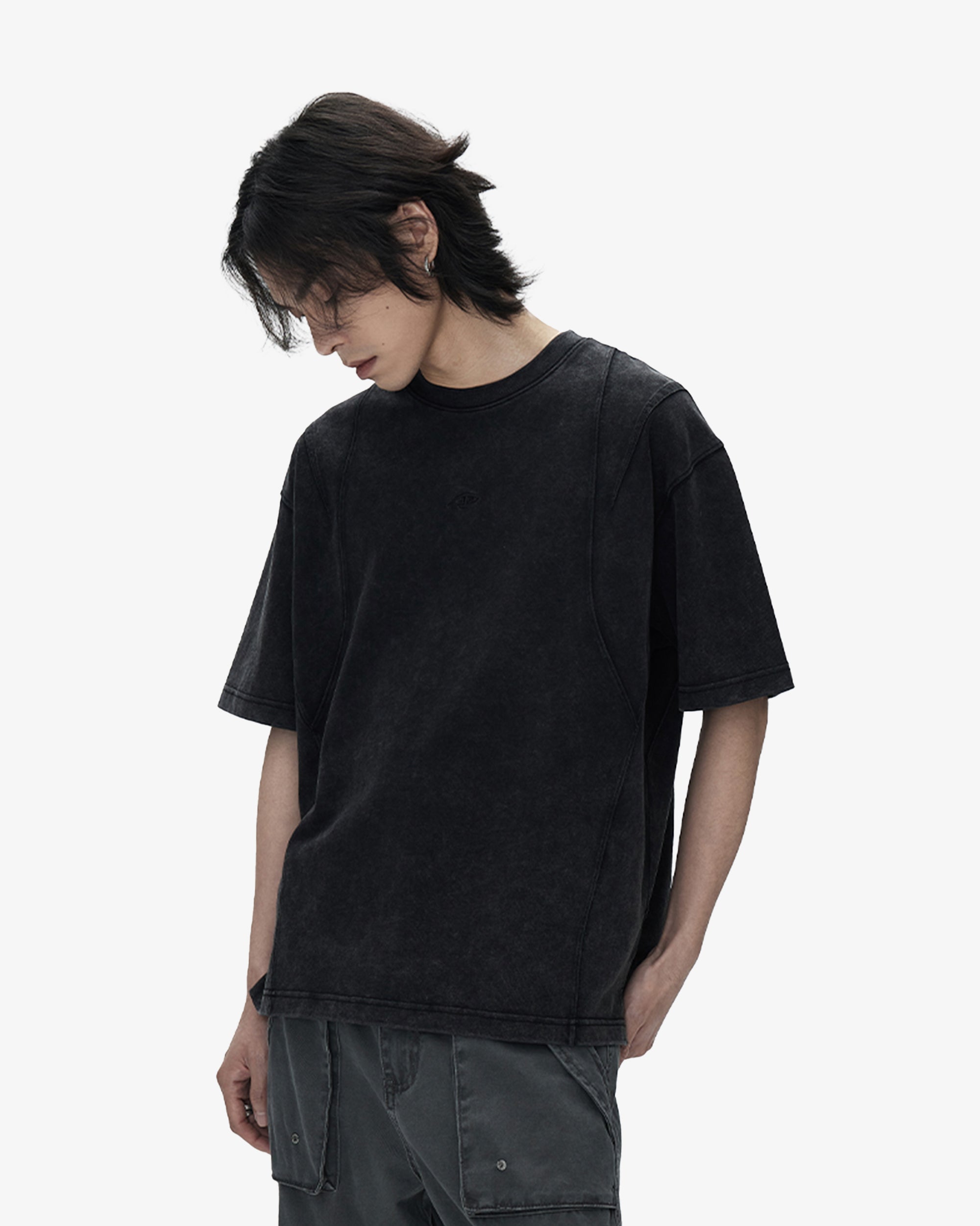 Garment Dye Washed Black T-Shirt