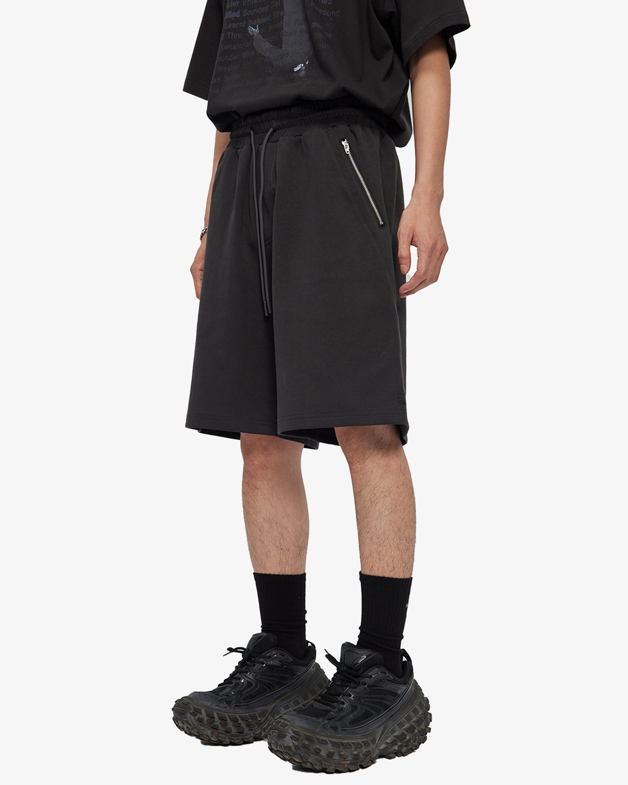 Oversized Shorts with Drawstrings and Zippered Pockets