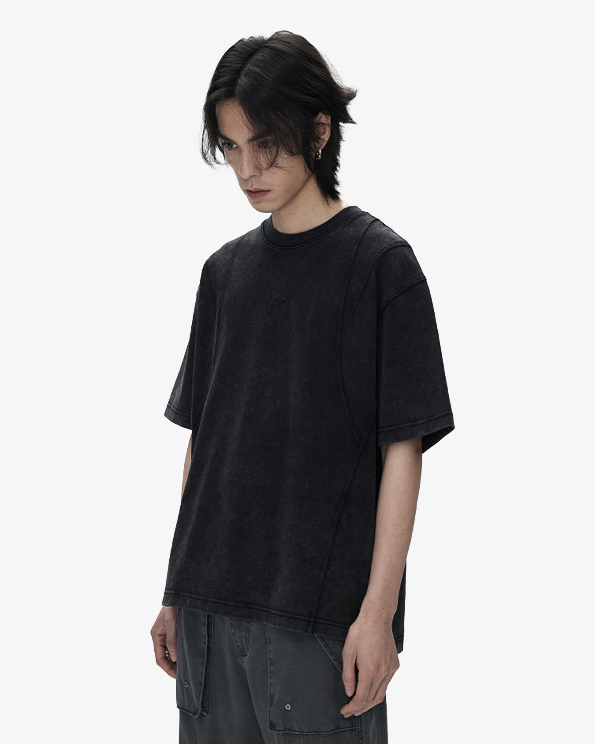 Garment Dye Washed Black T-Shirt