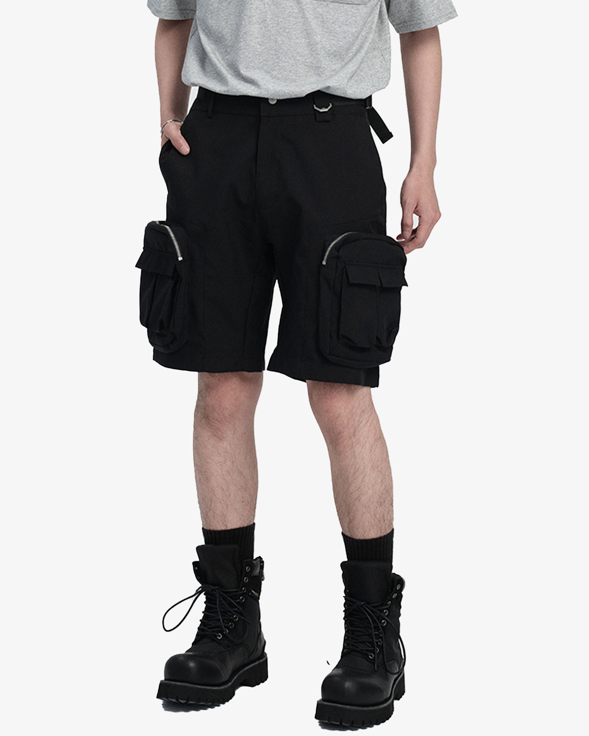 Water Repellent Black Zippered Cargo Pants