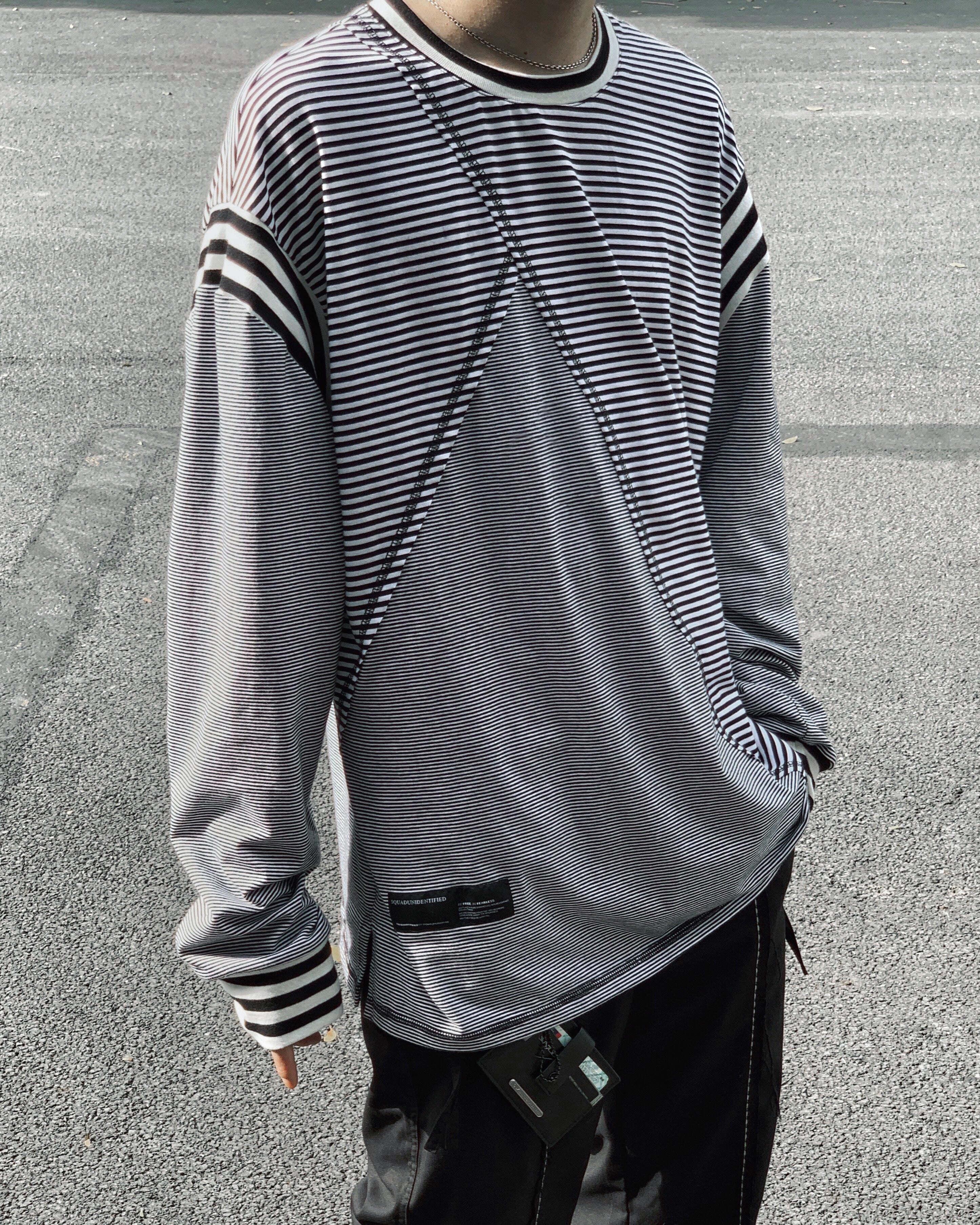 Deconstructed Striped Oversized Long Sleeve T-shirt