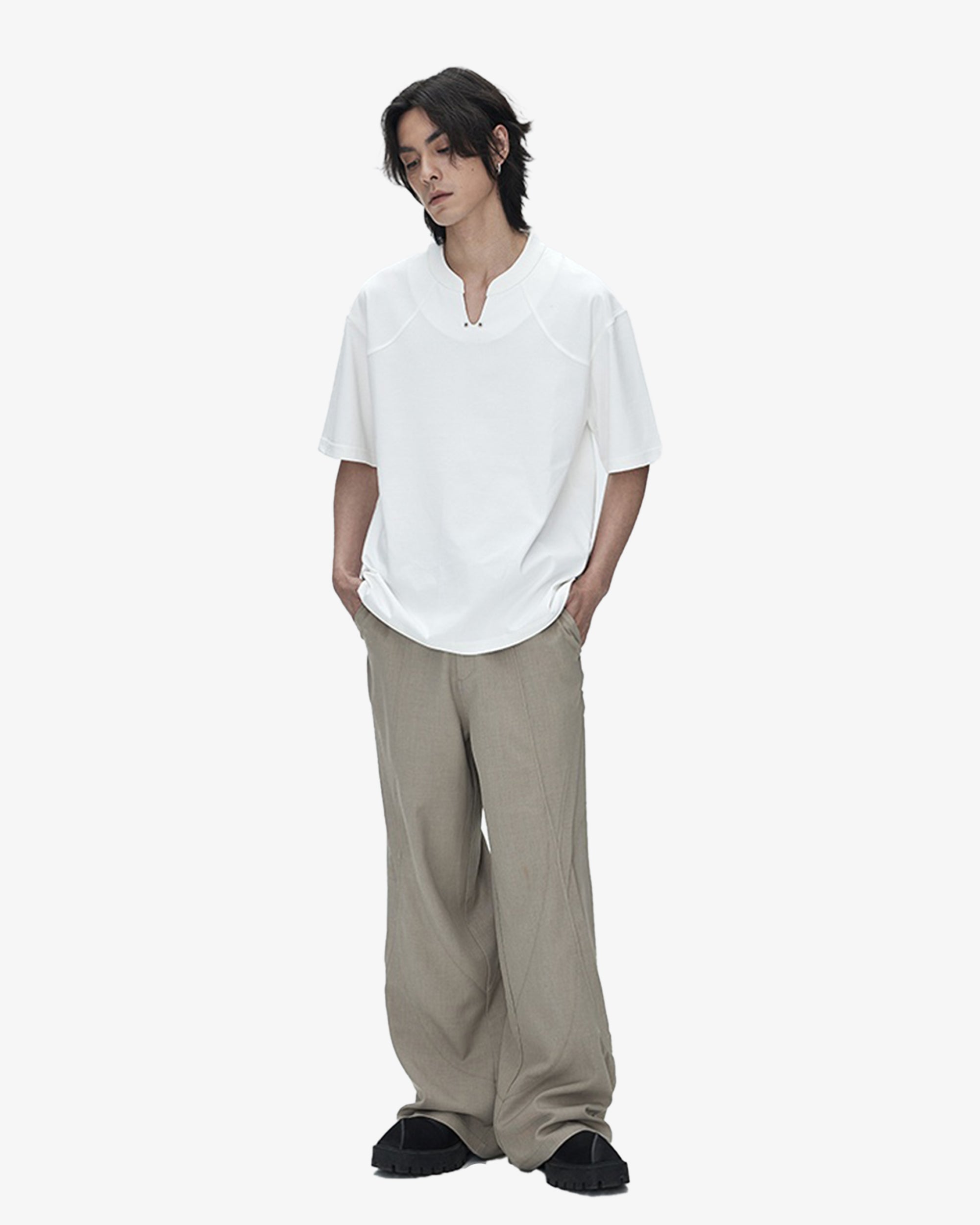 Flared Round Seam Wide Fit Pants